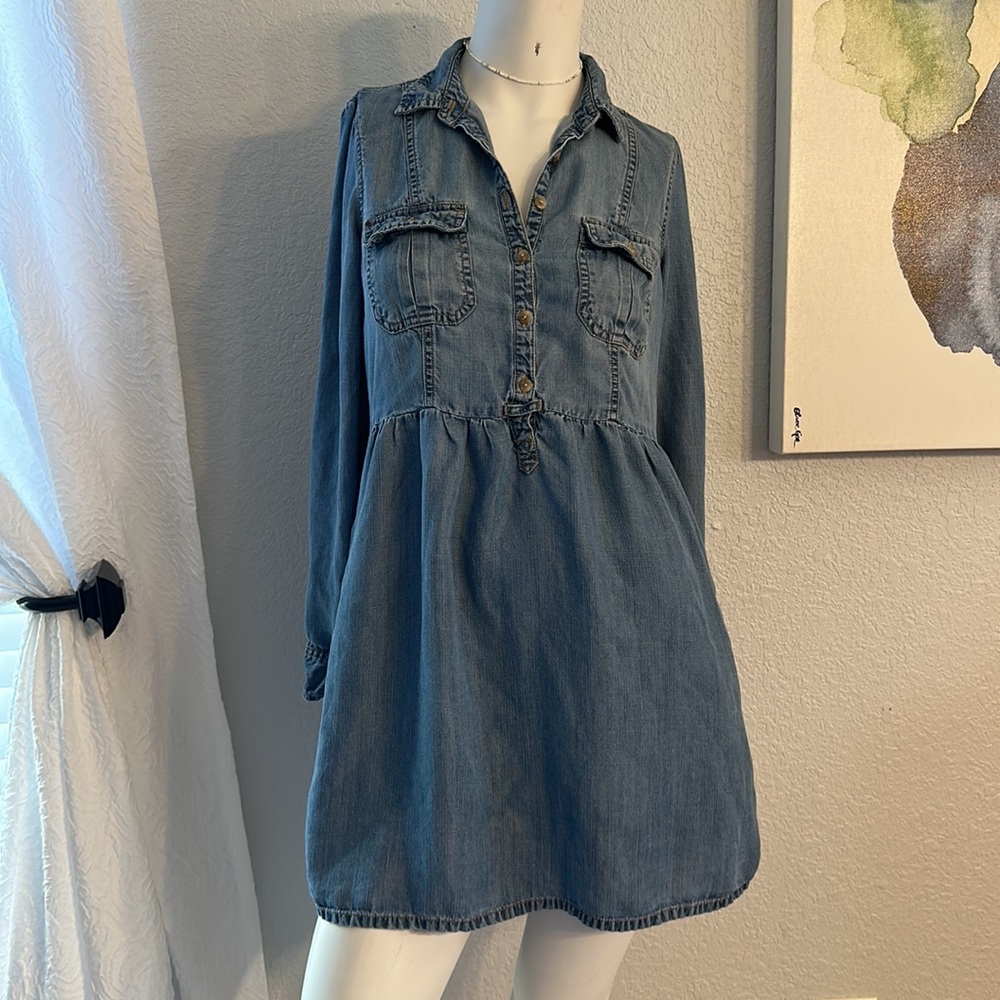 American Eagle Denim Chambray Shirt Dress